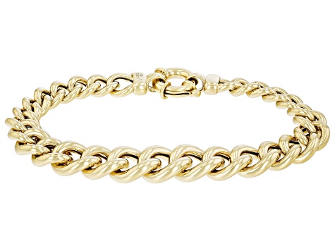 18K Yellow Gold Over Sterling Silver Graduated Curb Link Bracelet