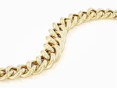 18K Yellow Gold Over Sterling Silver Graduated Curb Link Bracelet