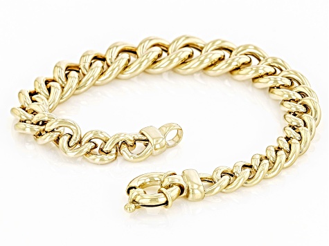18K Yellow Gold Over Sterling Silver Graduated Curb Link Bracelet