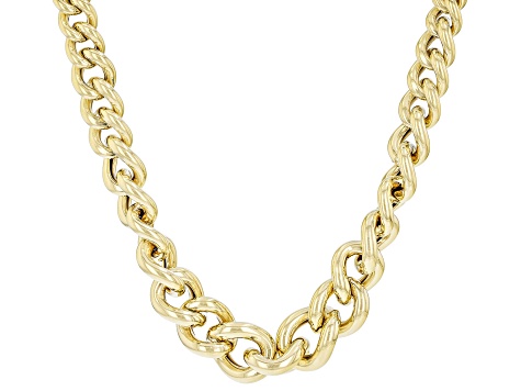 18K Yellow Gold Over Sterling Silver Graduated Curb Link 20 Inch Necklace