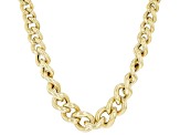 18K Yellow Gold Over Sterling Silver Graduated Curb Link 20 Inch Necklace