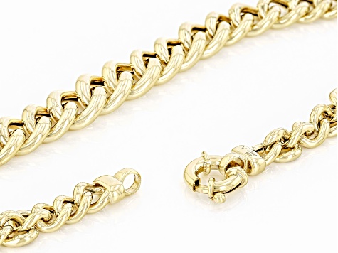 18K Yellow Gold Over Sterling Silver Graduated Curb Link 20 Inch Necklace