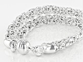 Sterling Silver Double-Row Byzantine Link Bracelet With Magnetic Clasp