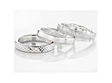 Sterling Silver Textured & Polished Set of 3 Band Rings