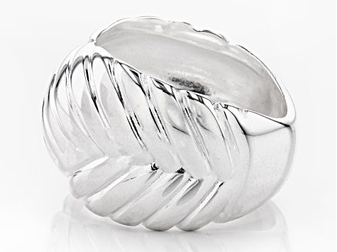 Sterling Silver Textured Cross Over Ring