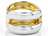 Rhodium Over Sterling Silver & 18k Yellow Gold Over Sterling Silver Interlocked Band Ring