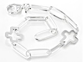 Sterling Silver Paperclip Link & Cross Station Bracelet