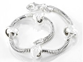 Sterling Silver Diamond-Cut Snake Link & Love Knot Station Bracelet