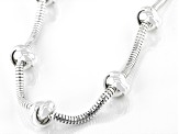 Sterling Silver Diamond-Cut Snake Link & Love Knot Station 18 Inch Necklace