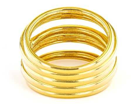 18k Yellow Gold Over Sterling Silver Multi-Row Ring