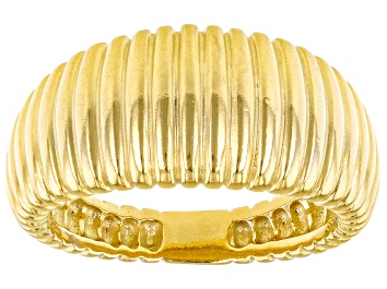 Picture of 18k Yellow Gold Over Sterling Silver Ribbed Band Ring