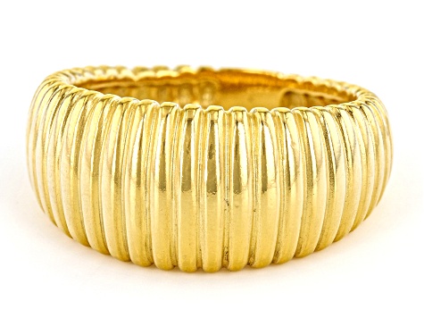 18k Yellow Gold Over Sterling Silver Ribbed Band Ring