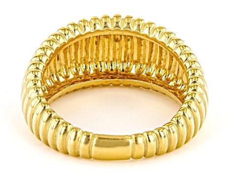 18k Yellow Gold Over Sterling Silver Ribbed Band Ring
