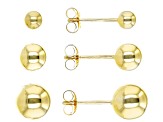 18k Yellow Gold Over Sterling Silver Ball Stud Earring Set of 3