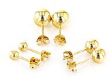 18k Yellow Gold Over Sterling Silver Ball Stud Earring Set of 3