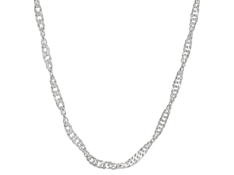 Rhodium Over Sterling Silver Singapore, Box, & Diamond-Cut Cable Set of 3 18 Inch Chains
