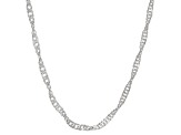 Rhodium Over Sterling Silver Singapore, Box, & Diamond-Cut Cable Set of 3 18 Inch Chains