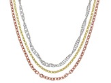 Tri-Tone Singapore, Box, & Diamond-Cut Cable Set of 3 18 Inch Chains