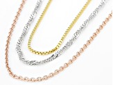 Tri-Tone Singapore, Box, & Diamond-Cut Cable Set of 3 18 Inch Chains