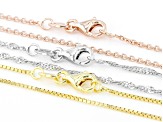 Tri-Tone Singapore, Box, & Diamond-Cut Cable Set of 3 18 Inch Chains