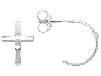 Picture of Sterling Silver Cross Hoop Earrings