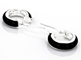 Sterling Silver 4x15mm Black Enamel Hoop Earrings