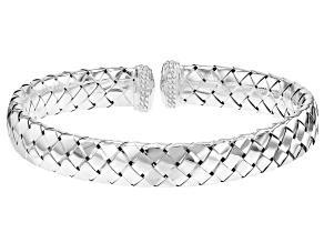 Sterling Silver 10mm Woven Flex Cuff Bangle