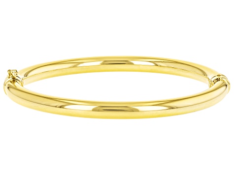 18k Yellow Gold Over Sterling Silver 6mm Hinged Bangle
