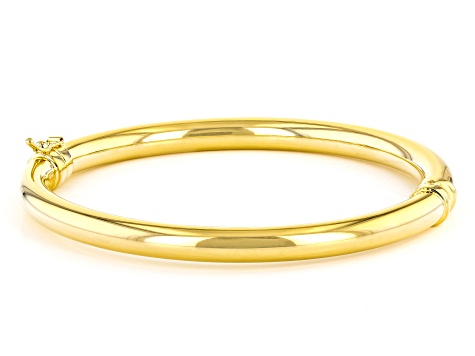 18k Yellow Gold Over Sterling Silver 6mm Hinged Bangle