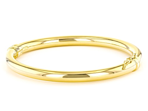 18k Yellow Gold Over Sterling Silver 6mm Hinged Bangle