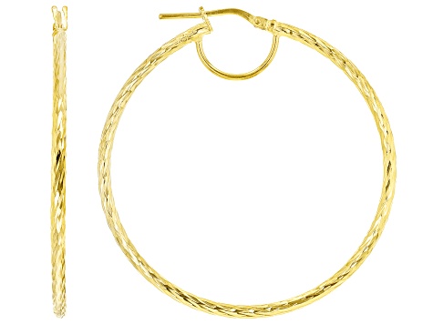 18k Yellow Gold Over Sterling Silver 2mm Twisted Hoop Earrings