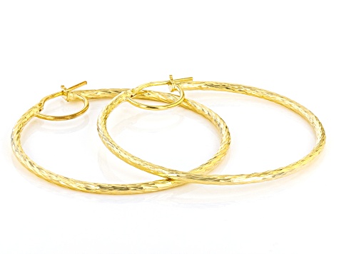 18k Yellow Gold Over Sterling Silver 2mm Twisted Hoop Earrings