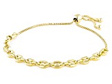 18k Yellow Gold Over Sterling Silver Puff Mariner Link Bolo Bracelet