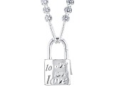 Sterling Silver Cubic Zirconia Tennis 18 Inch Lock Necklace