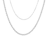 Sterling Silver Rope & Diamond-Cut Bead Multi-Row 18 Inch Necklace