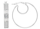 Sterling Silver Herringbone Hoop Earrings
