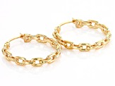 18k Yellow Gold Over Sterling Silver Paperclip Hoop Earrings