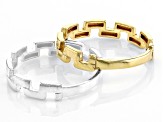 Sterling Silver & 18k Yellow Gold Over Sterling Silver Set of 2 Band Rings