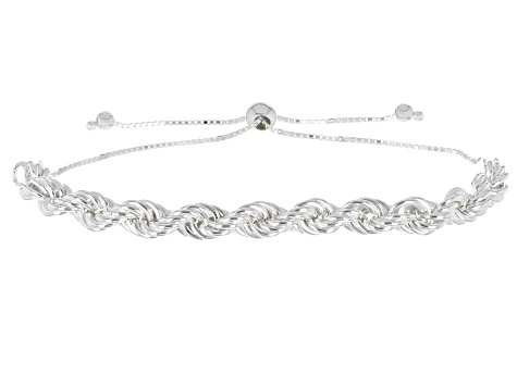 Sterling Silver Rope Link Bolo Bracelet
