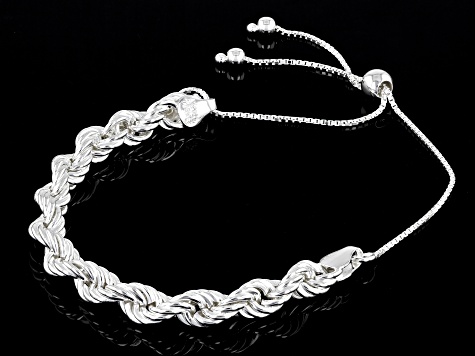 Sterling Silver Rope Link Bolo Bracelet