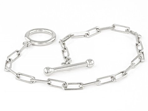 Sterling Silver Paperclip Link Toggle Bracelet