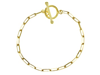 Picture of 18k Yellow Gold Over Sterling Silver Paperclip Link Toggle Bracelet