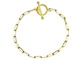 18k Yellow Gold Over Sterling Silver Paperclip Link Toggle Bracelet