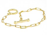 18k Yellow Gold Over Sterling Silver Paperclip Link Toggle Bracelet