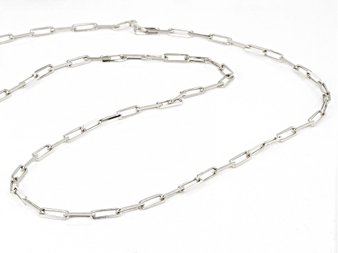 Sterling Silver Paperclip Link 18 Inch Toggle Necklace