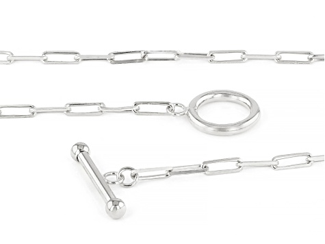 Sterling Silver Paperclip Link 18 Inch Toggle Necklace