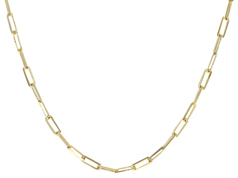 18k Yellow Gold Over Sterling Silver Paperclip Link 18 Inch Toggle Necklace