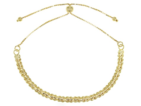 18k Yellow Gold Over Sterling Silver Byzantine Link Bolo Bracelet
