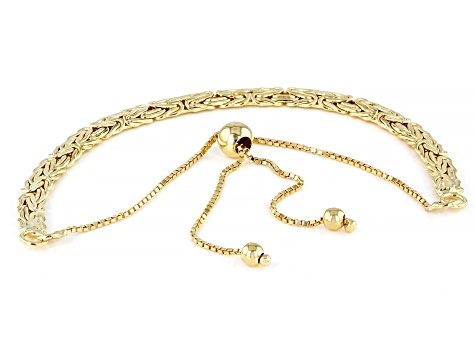18k Yellow Gold Over Sterling Silver Byzantine Link Bolo Bracelet