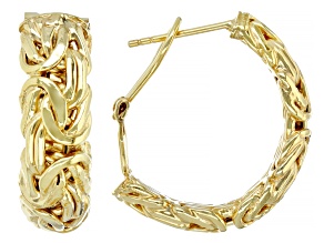 18k Yellow Gold Over Sterling Silver Byzantine Hoop Earrings